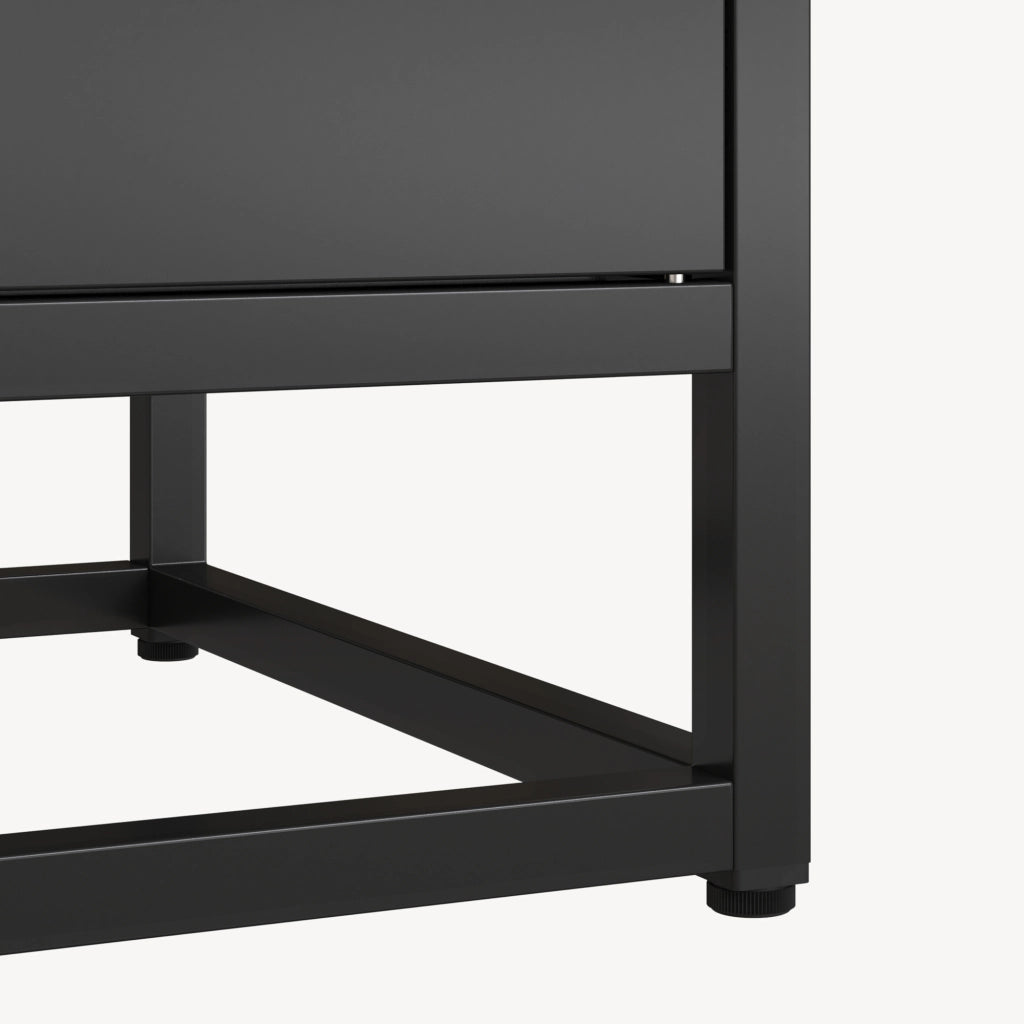 Libreria Hailuoto Scaffale in Acciaio con Ripiani Aperti e Armadietto 180x80x40 cm Nero opaco [en.casa]