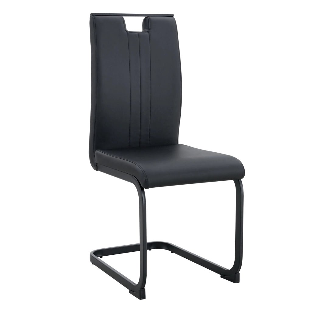 Set di 2 sedie curve nere in materiale PU dal design moderno e minimalista