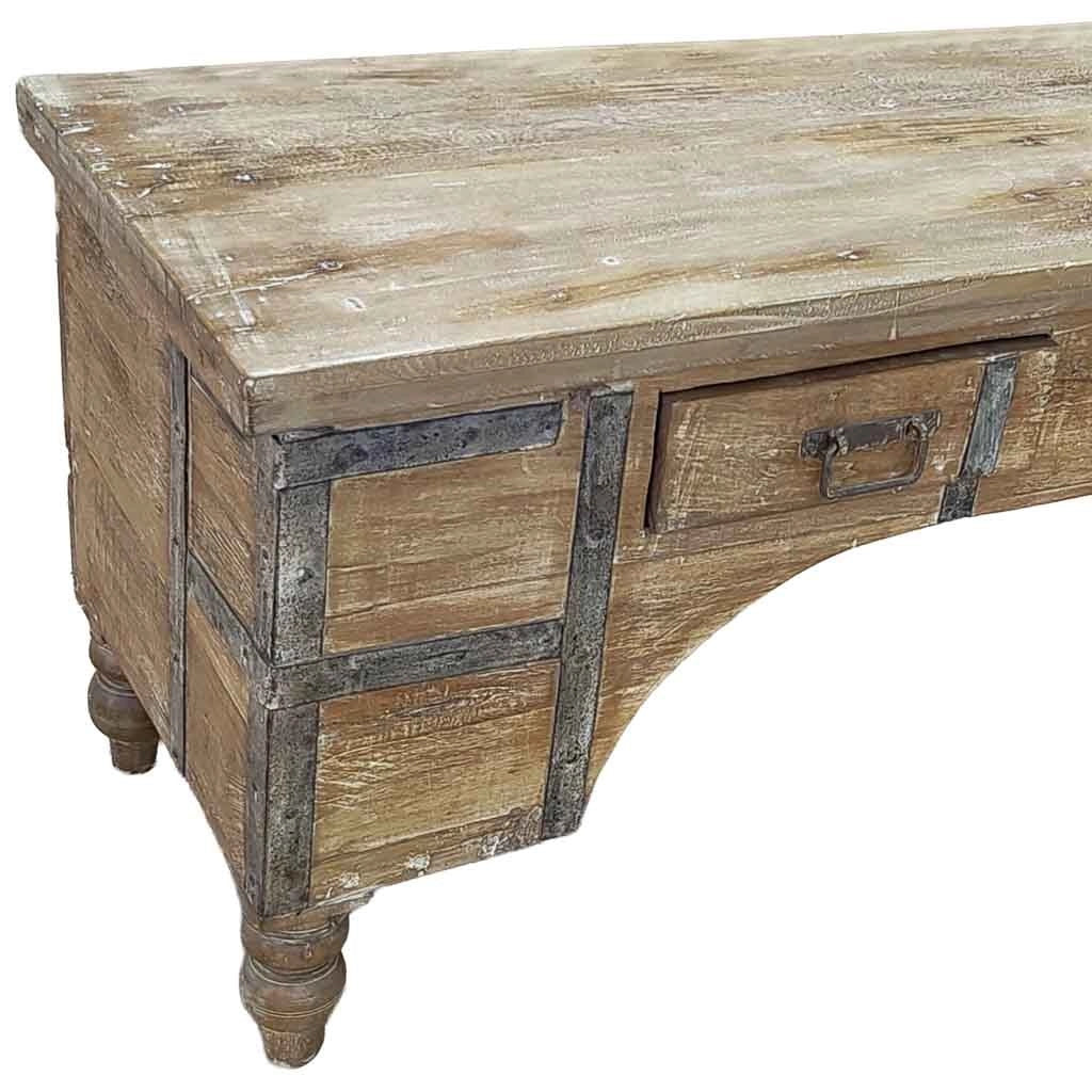 Mobile basso artigianale in legno 165-175x45x57h cm