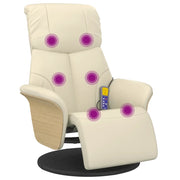Poltrona | Sedia Relax Reclinabile Massaggio con Poggiapiedi Crema Similpelle