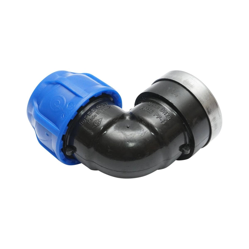 Gomito Compressione PN16-32mmx 1 1/4" per sistemi di irrigazione RACCORDO/GIUNTO FEMMINA PN16-32mmx 1 1/4" Raccordo Compressione Manicotto Raccordo Compressione tubo irrigazione
