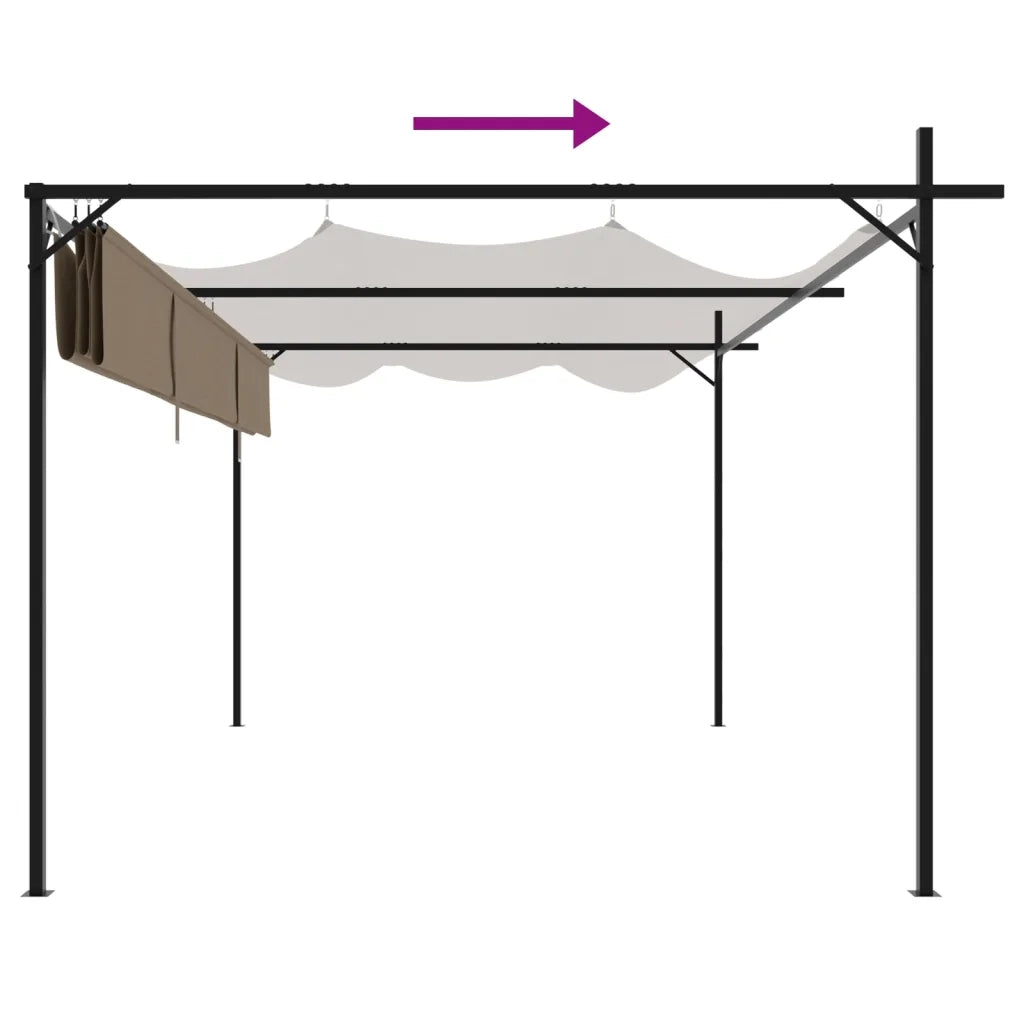 Pergola con Tetto Retrattile Tortora 395x292x230 cm 360118