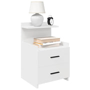 Comodini 2 pz con 2 Cassetti-Set di 2 Tavolino da notte bianchi 40x36,5x62 cm