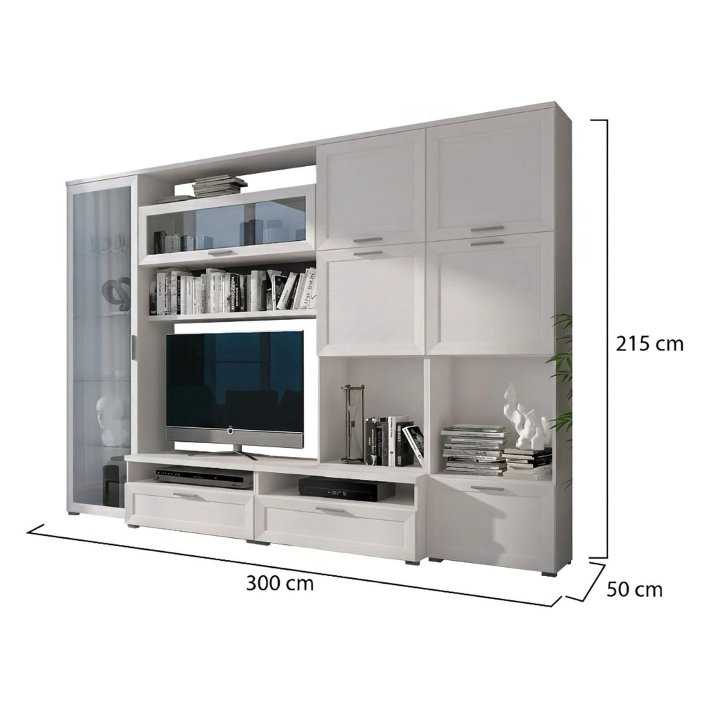 Mobile Soggiorno Cicala, Parete Attrezzata Modulabile, Bianco