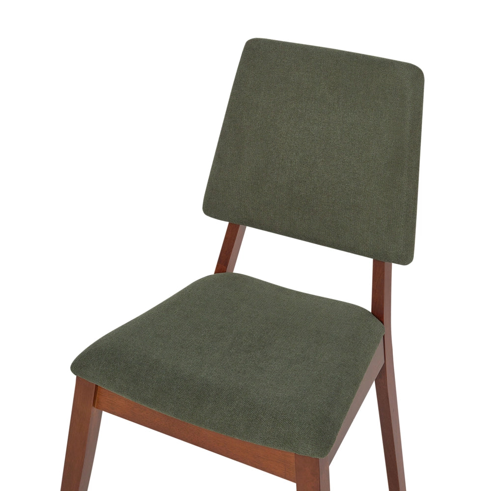 Set di 2 sedie da pranzo imbottite con schienale e seduta imbottiti in legno scuro verde elegante e chic