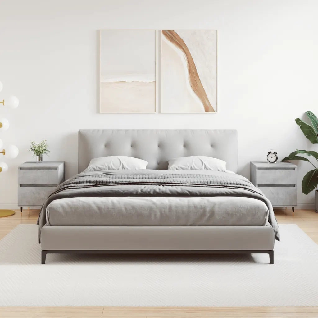 Set di 2 Comodini | Armadio da Notte | Mobiletto da notte Grigio Cemento 40x35x50 cm in Legno Multistrato