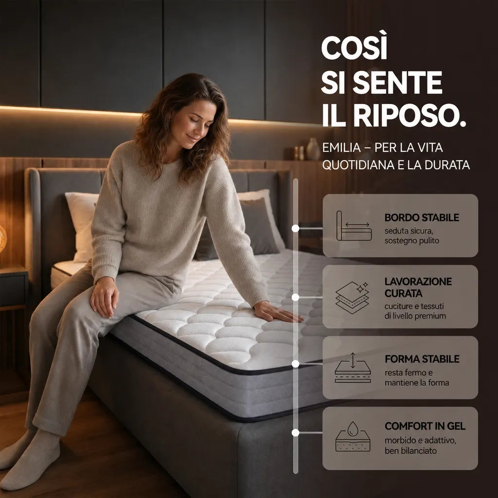 Materasso a Molle Insacchettate 7 Zone e Memory Foam Tessuto Anti-acaro 180x200x20 cm; Bianco e Grigio