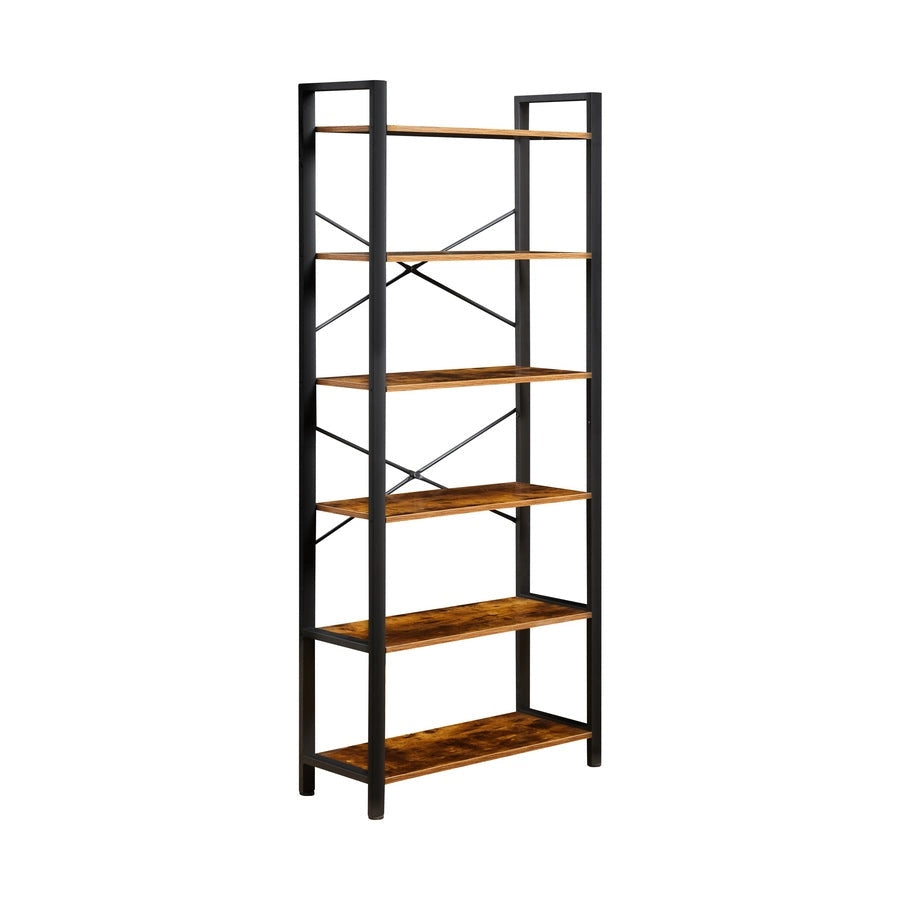 Libreria industrial con 6 ripiani 80x30x186 cm in legno e metallo