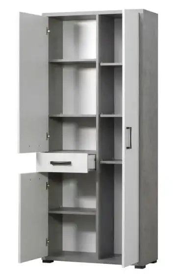 Armadio 3 ante più cassetto ossido+ bianco cemento già montato L75.3 H175 P33