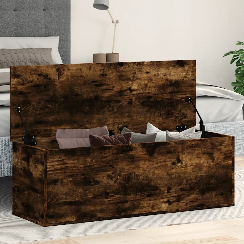 vidaXL Contenitore Portaoggetti Rovere Fumo 102x35x35 cm in Truciolato