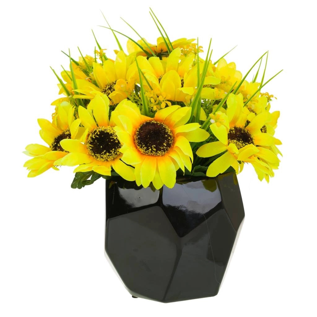 Vaso in ceramica con bouquet di fiori 32x32x28h