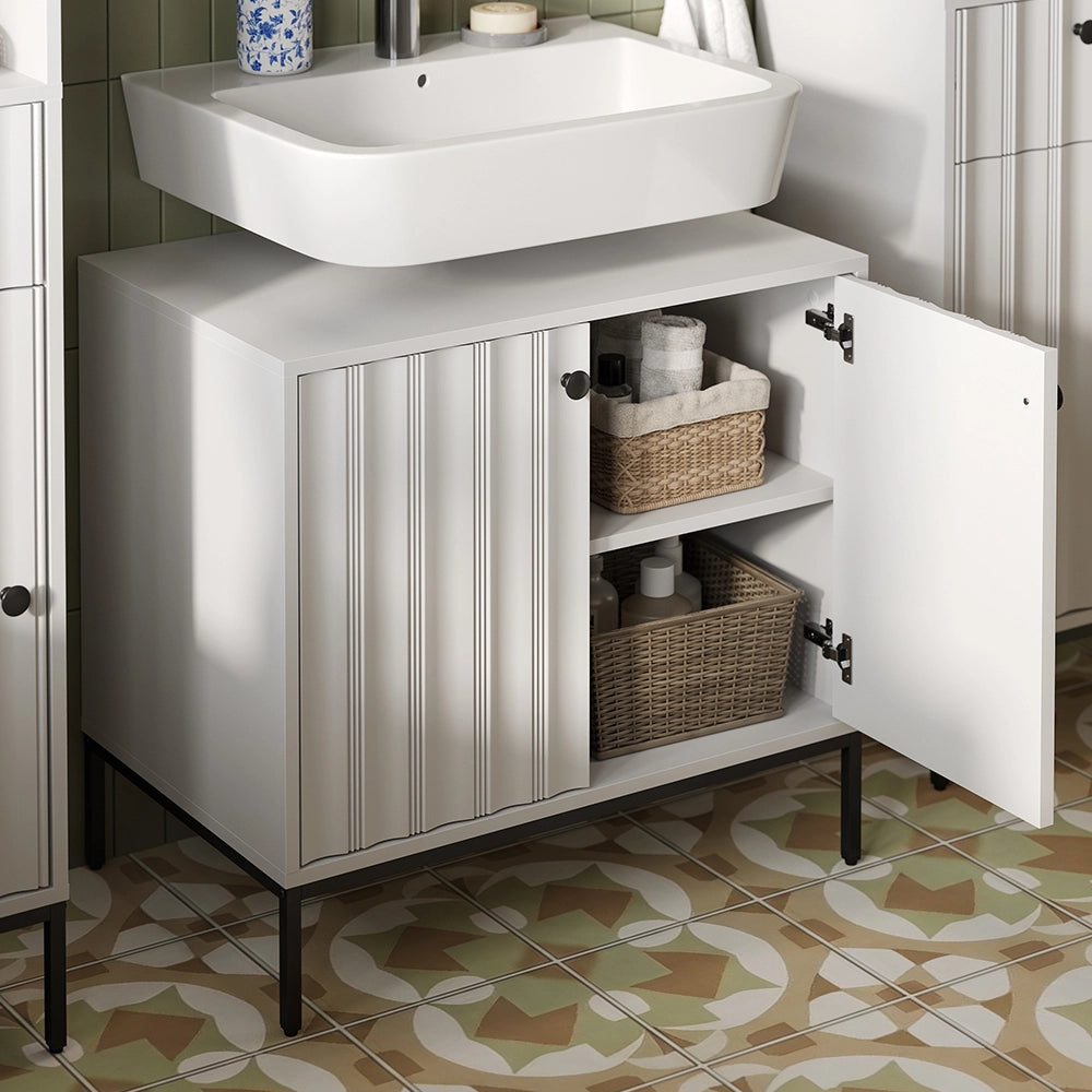 Vicco Set di mobili da bagno Ondulazione bianca 2 parti