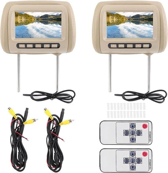 Supporto visivo universale 7 pollici HD per giocatore LCD video con controllo remoto wireless e display MP5 - 2 pezzi, Marrone.