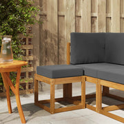 Sedia da giardino-Panca Sgabello con cuscino Naturale e Antracite 43 x 43 x 37 cm