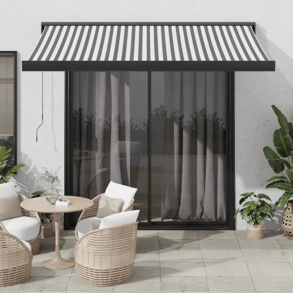 Tenda Retrattile Antracite e Bianca 3,5x2,5m Tessuto/Alluminio 3216129
