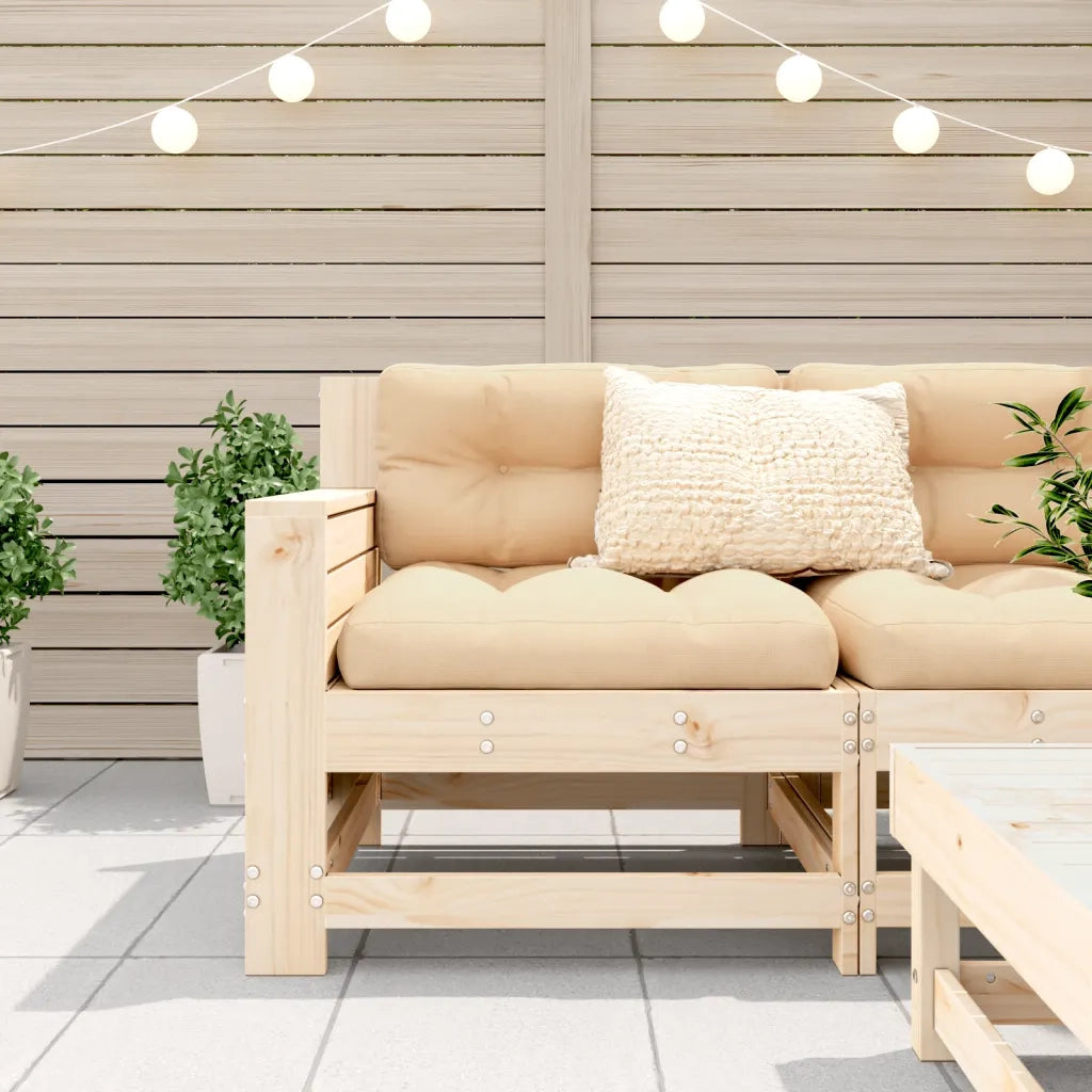 Divano Giardino Senza Braccioli con Cuscino-Sofa da Giardino-Divanetto da esterno Legno Massello Pino 312444