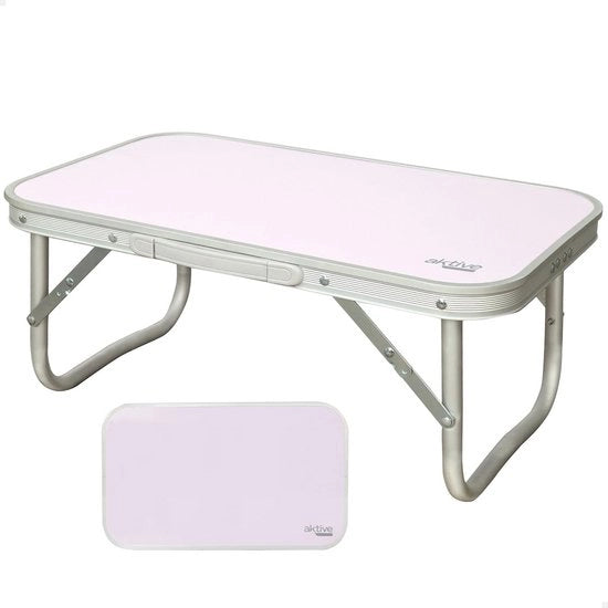 Tavolo da campeggio pieghevole 56 x 34 x 24 cm struttura in alluminio morbido rosso pannelli in legno con zaino da campeggio