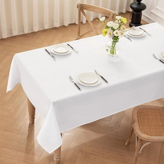 Tappeto per tavolo Bianco Lavabile, 100x140cm Tappeti per tavolo di poliestere, impermeabile all'acqua con effetto loto, resistente alle macchie per uso domestico, matrimoni, feste