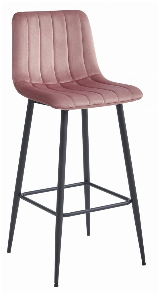 Sgabello Valora POZZA in velluto rosa scuro con gambe nere per cucina x3