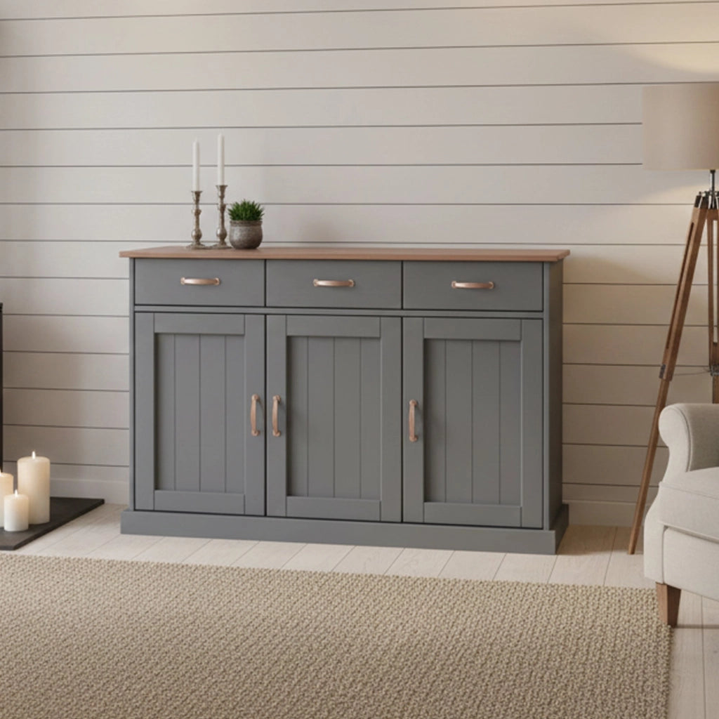 Madia Silius, Credenza 3 Cassetti, 131x45x86h cm Grigio