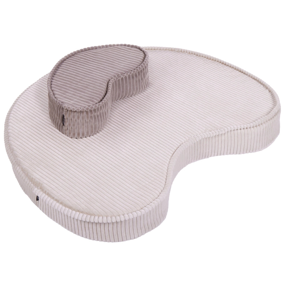 Set di 2 cuscini da terra in velluto a coste a forma di fagiolo beige e marrone cameretta soggiorno