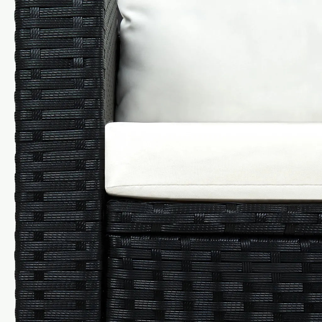Set Divani da Giardino 3 pz con Cuscini in Polyrattan Nero 43913