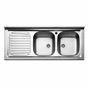 Lavello appoggio in acciaio inox 120 cm due vasche appoggio sx - Cromo