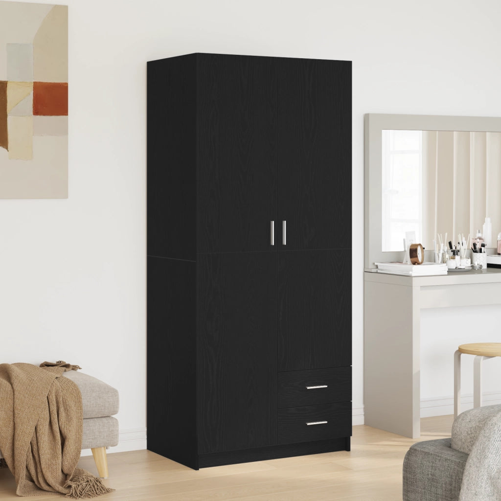 Armadio  Nero Rovere 80x52x180 cm in Legno Ingegnerizzato