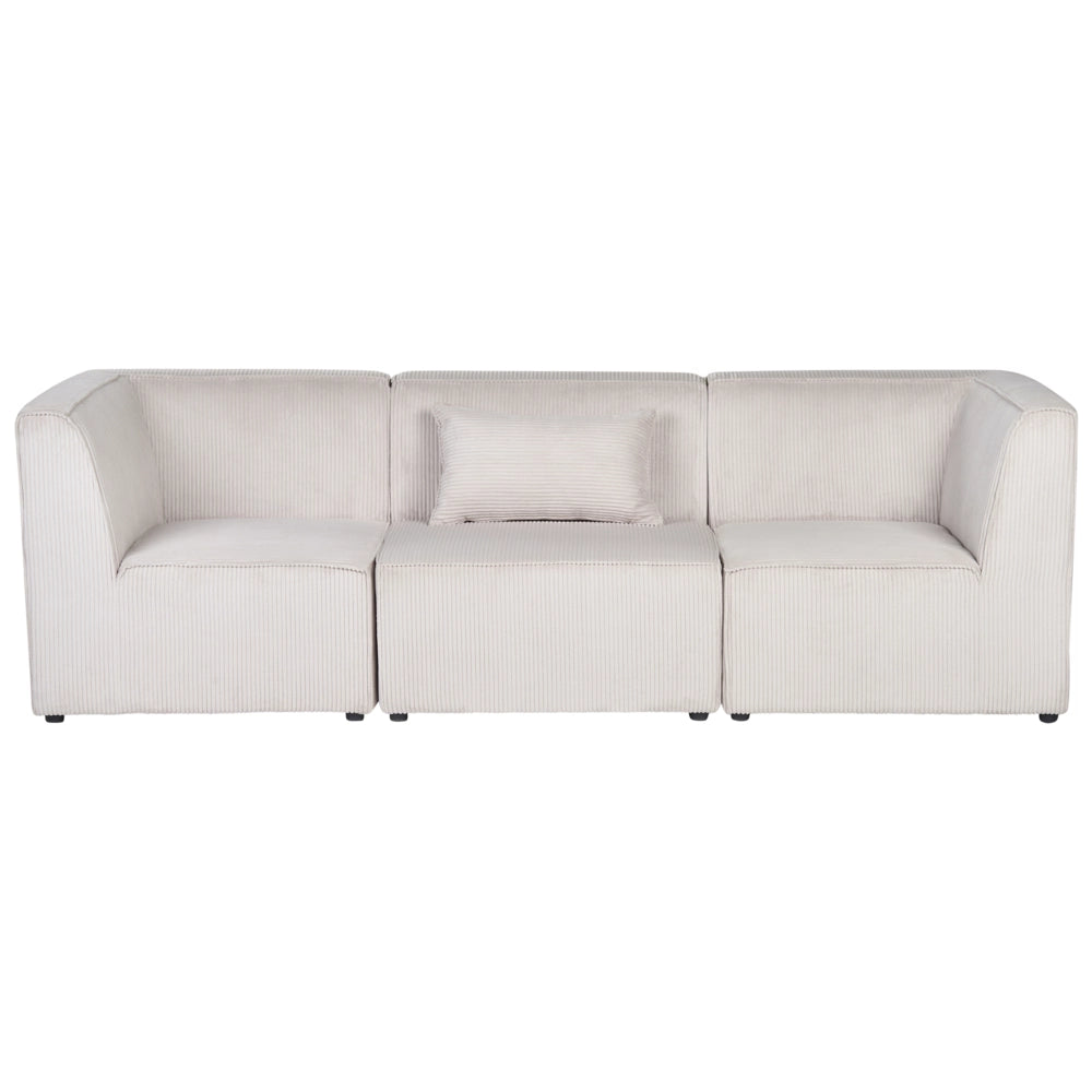 Divano modulare moderno a 3 posti in velluto a coste beige sporco stile classico salotto soggiorno