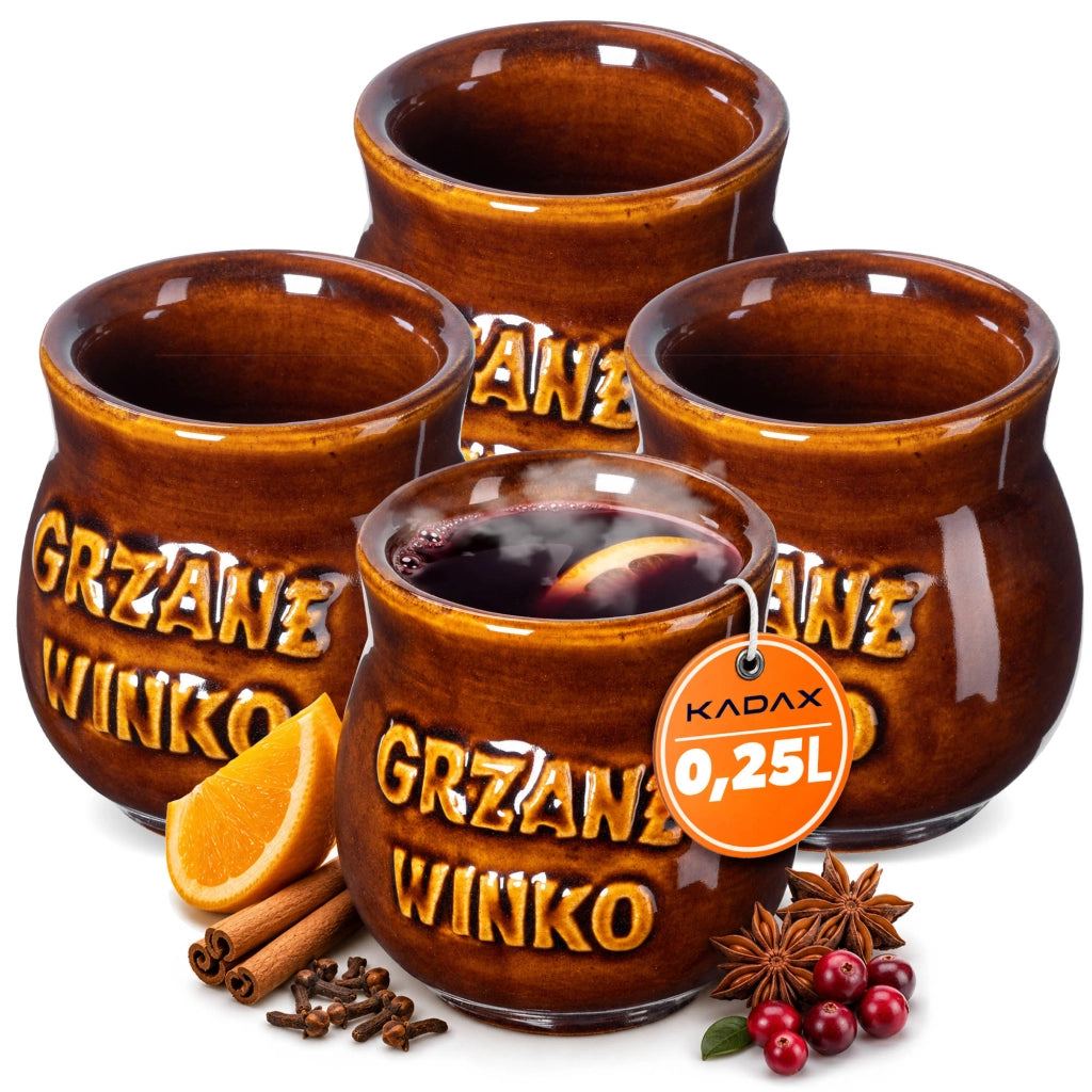 Set di 4 tazze da vin brulé KADAX da 250 ml in gres.