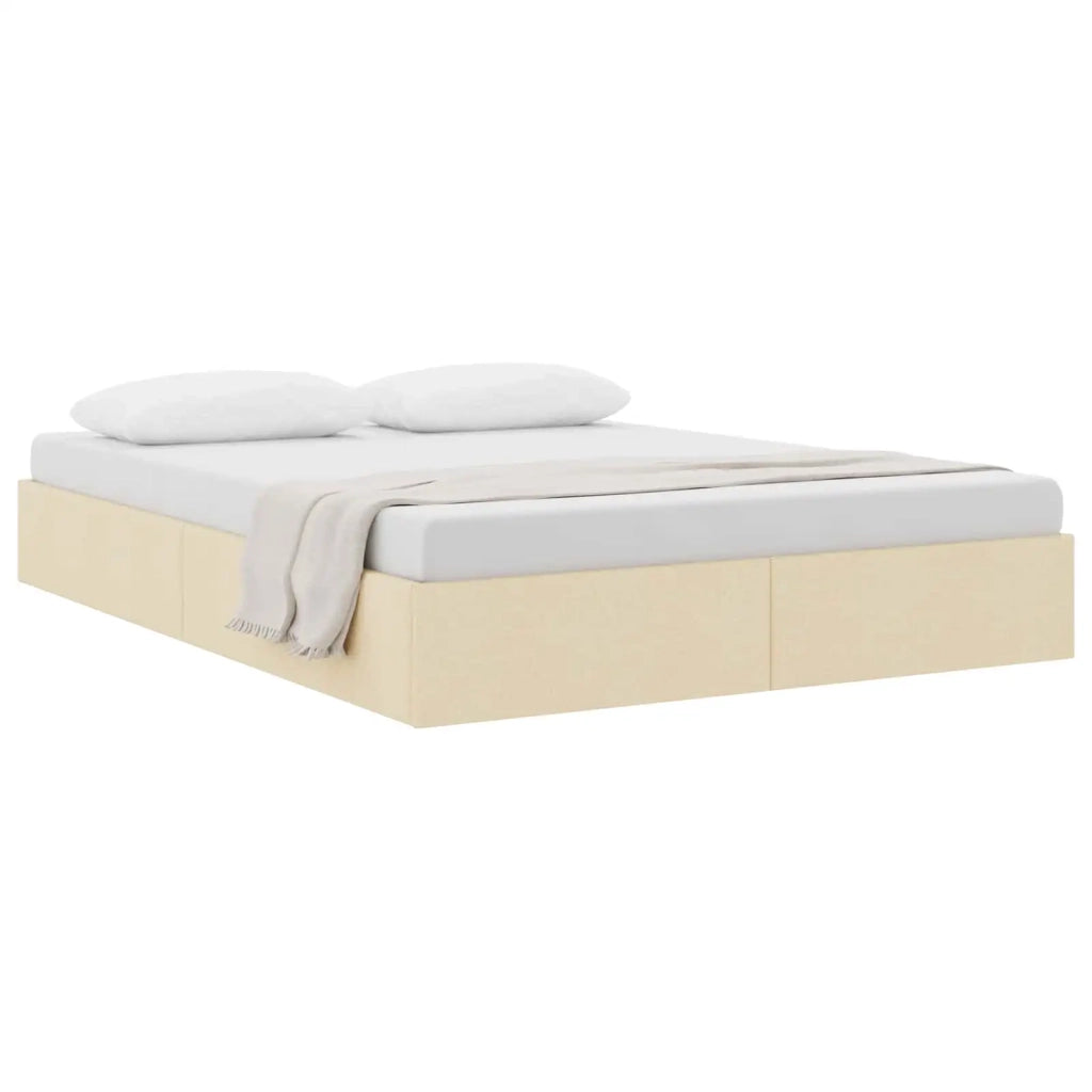 Letto ottomano con archiviazione Crema 140 x 190 cm Tessuto 3442824