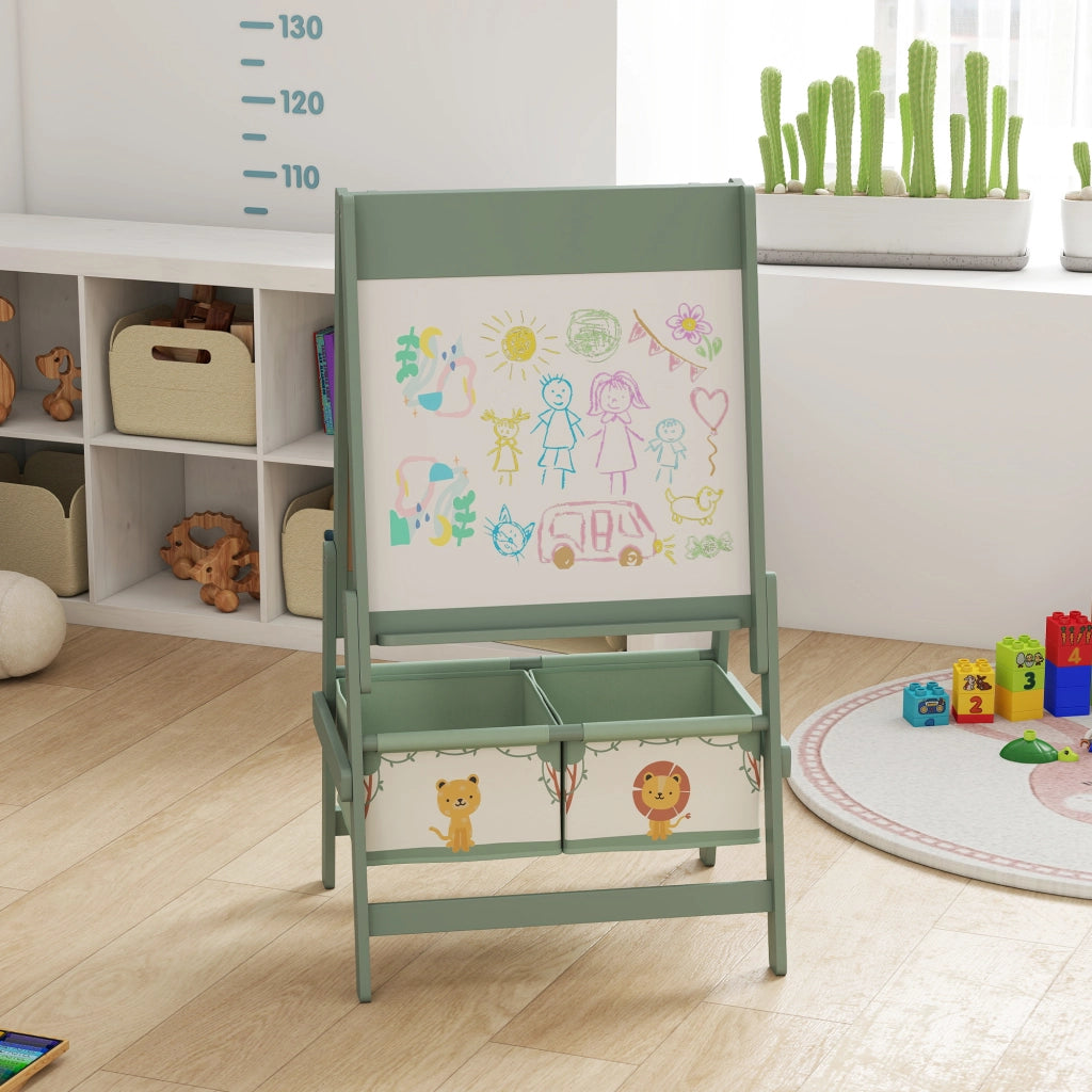 Tavolo da disegno bambini 3 in 1 ¨C zephmum ¨C verde 54x46x94 cm