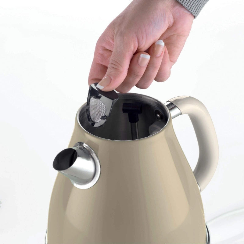 Bollitore Elettrico 1,7L - Design Vintage, Autospegnimento, Acciaio Inox - Beige