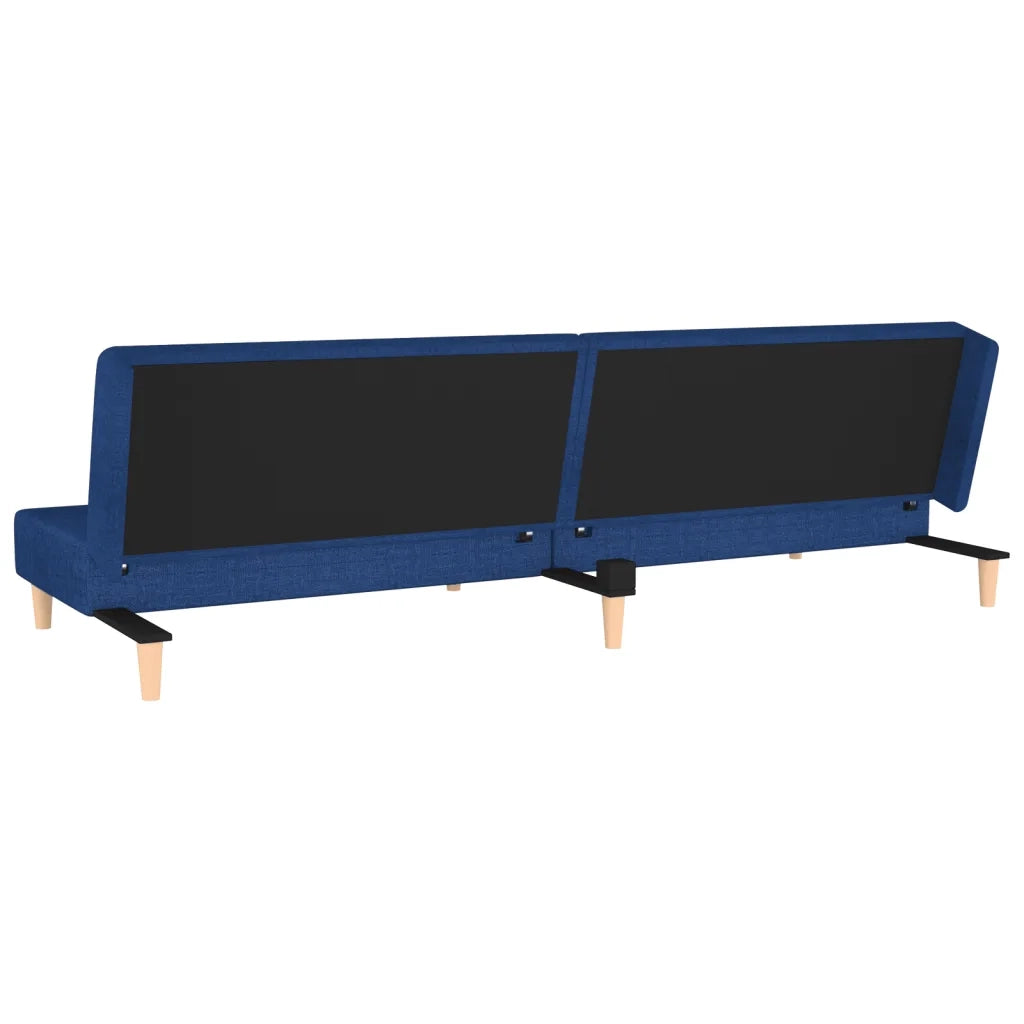Divano Letto a 2 Posti con 2 Cuscini Blu in Tessuto 375893