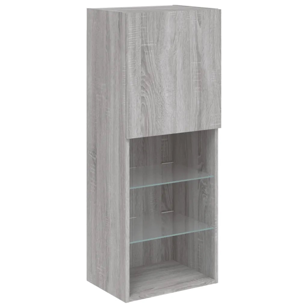 Mobili TV a Muro con LED 5pz Grigio Sonoma in Legno Multistrato 3216695