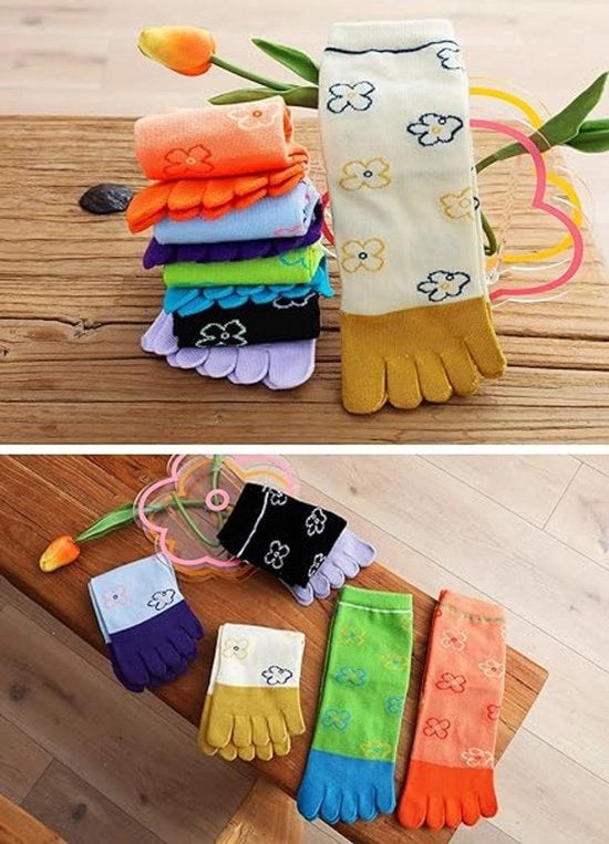 Calze per bambina - Donne - calze per bambina - calze per dita - calze per dita - donne - 5 paia - Calze yoga - Tessuto liscio - Senza cuciture fastidiose - Calze per runner per bambina - 5 paia - Calze yoga