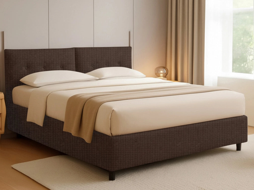 Leeds, Letto Piazza e Mezza Sfoderabile Made in Italy, Marrone