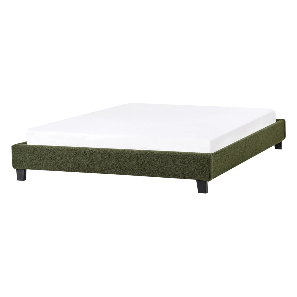 Letto matrimoniale in bouclé verde scuro con rete a doghe 140 x 200 cm stile moderno