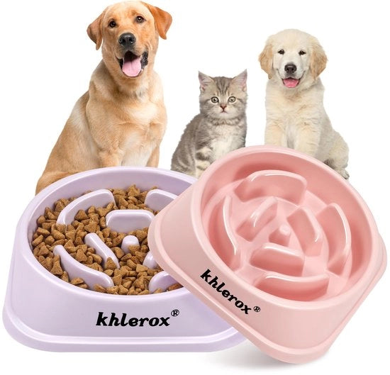 Pannelli Cibo per Animali con Superficie Antiscivolo 2-pack, Pannelli Cibo per Animali Antistagnazione e Interattivi per Piccoli e Medi Animali (Rosso e Blu)