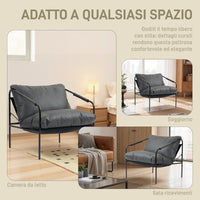 Poltrona da Salotto 74,5x75x77 cm con Cuscini Spessi in Pelle PU e Telaio in Metallo Grigio Carbone