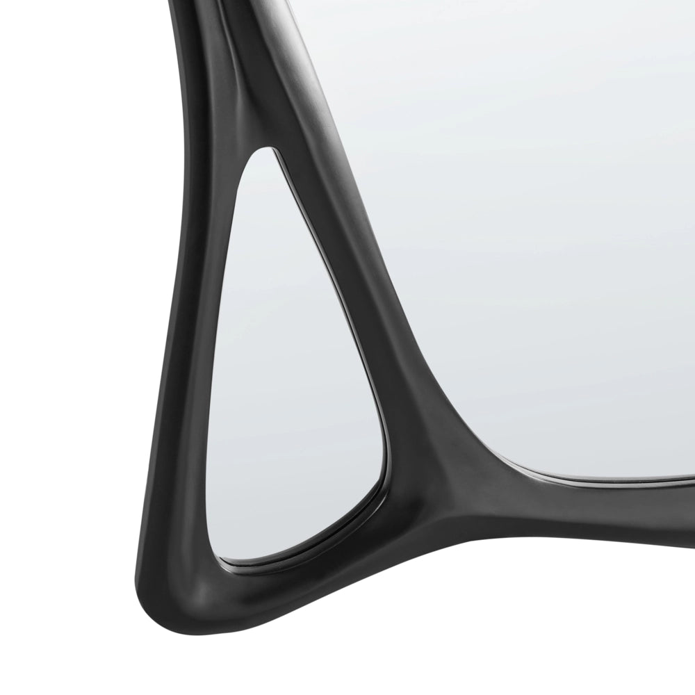 Specchio da parete in vetro con cornice nera in PU 70 x 100 cm con cornice curva