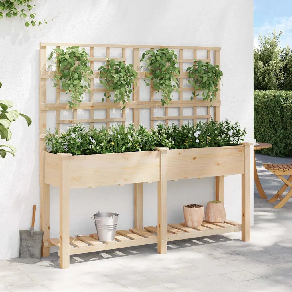 Fioriere | Cassetta per fiori | Vaso da giardino con lo scaffale Beige 161 x 46 x 152,5 cm