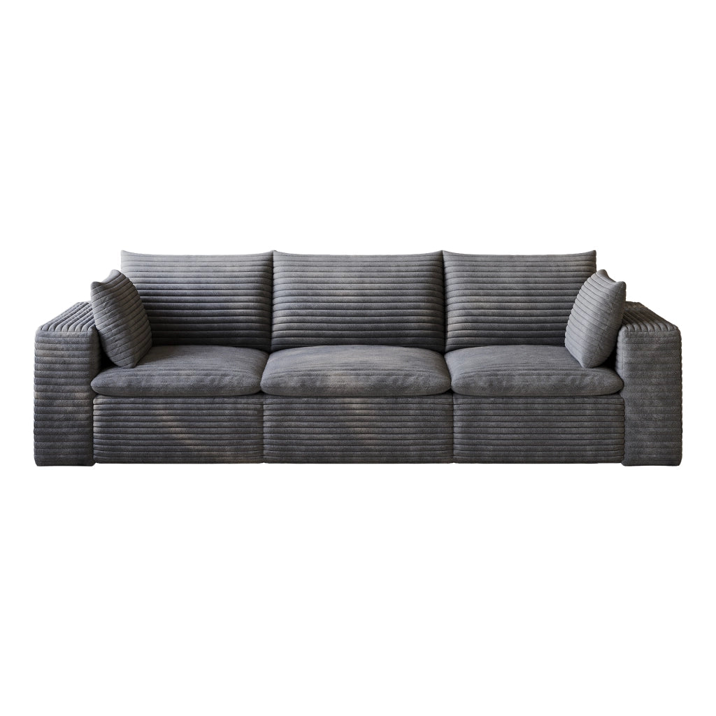 Divano Cloud 260 cm ¨C MINIMAL ¨C Velluto a Coste Grigio Scuro, Imbottito, Senza Montaggio