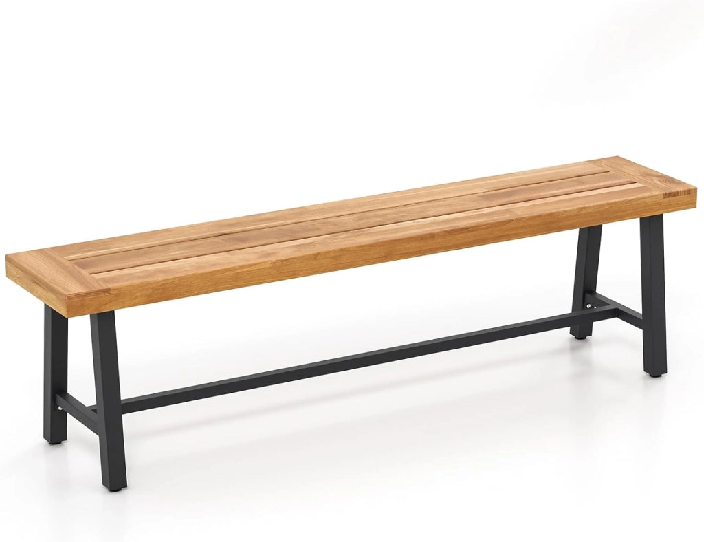 Panchina da Giardino in Legno di Acacia per Esterni, 160 CM di Lunghezza, Panchina da Patio per Giardino, Può Ospitare Fino a 3 Persone, Capacità di Carico 360 KG (2)