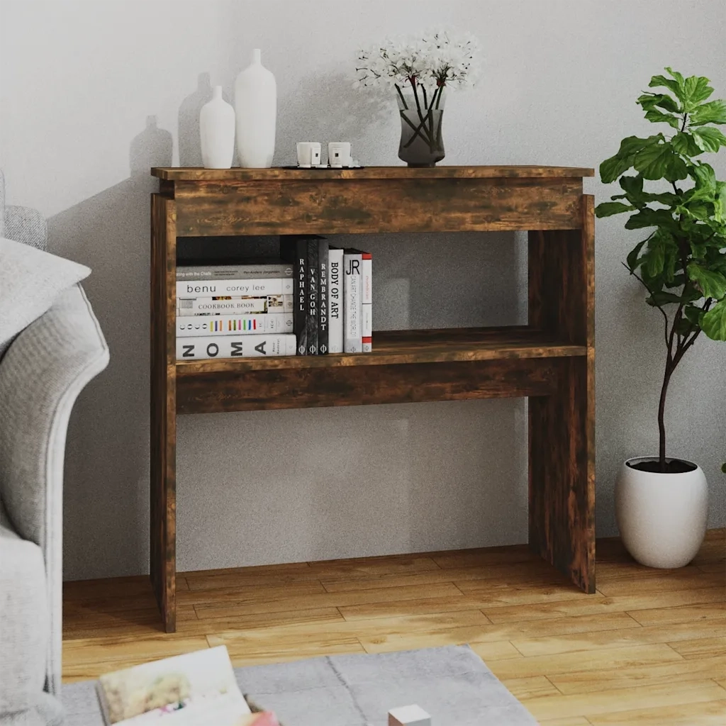 Tavolino Consolle | Tavolo d'Ingresso Rovere Fumo 80x30x80 cm in Legno Multistrato