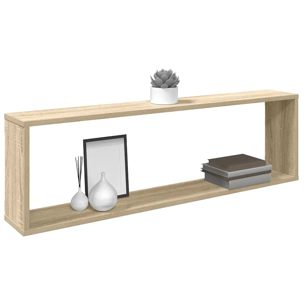 Mensole Parete a Cubo 2pz Rovere Sonoma 100x15x30cm Multistrato 807088