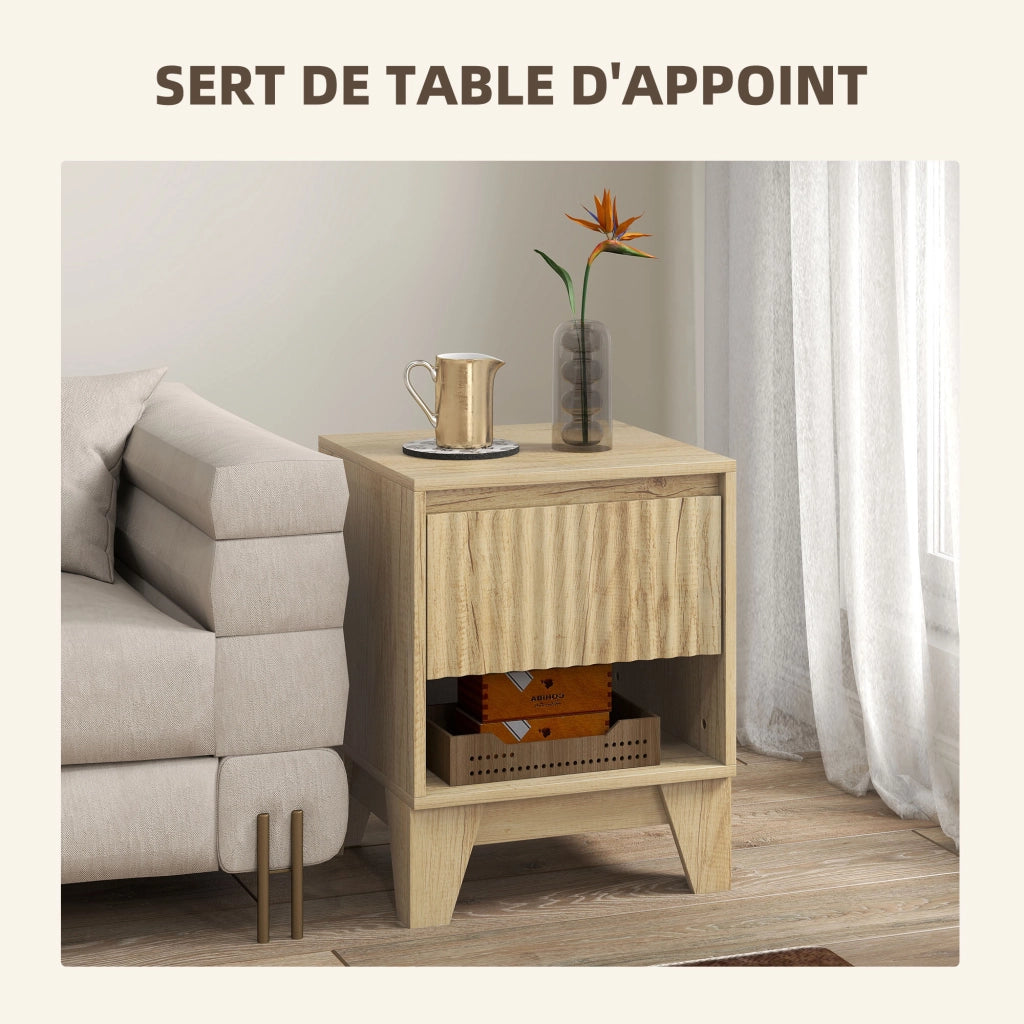 Set 2 comodini ¨C Xylo ¨C legno naturale 1 cassetto 43x40x55cm