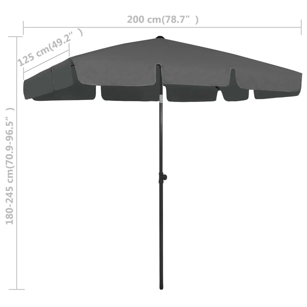 Ombrellone da spiaggia 200 x 125 cm poliestere anti UV antracite 02_0008373