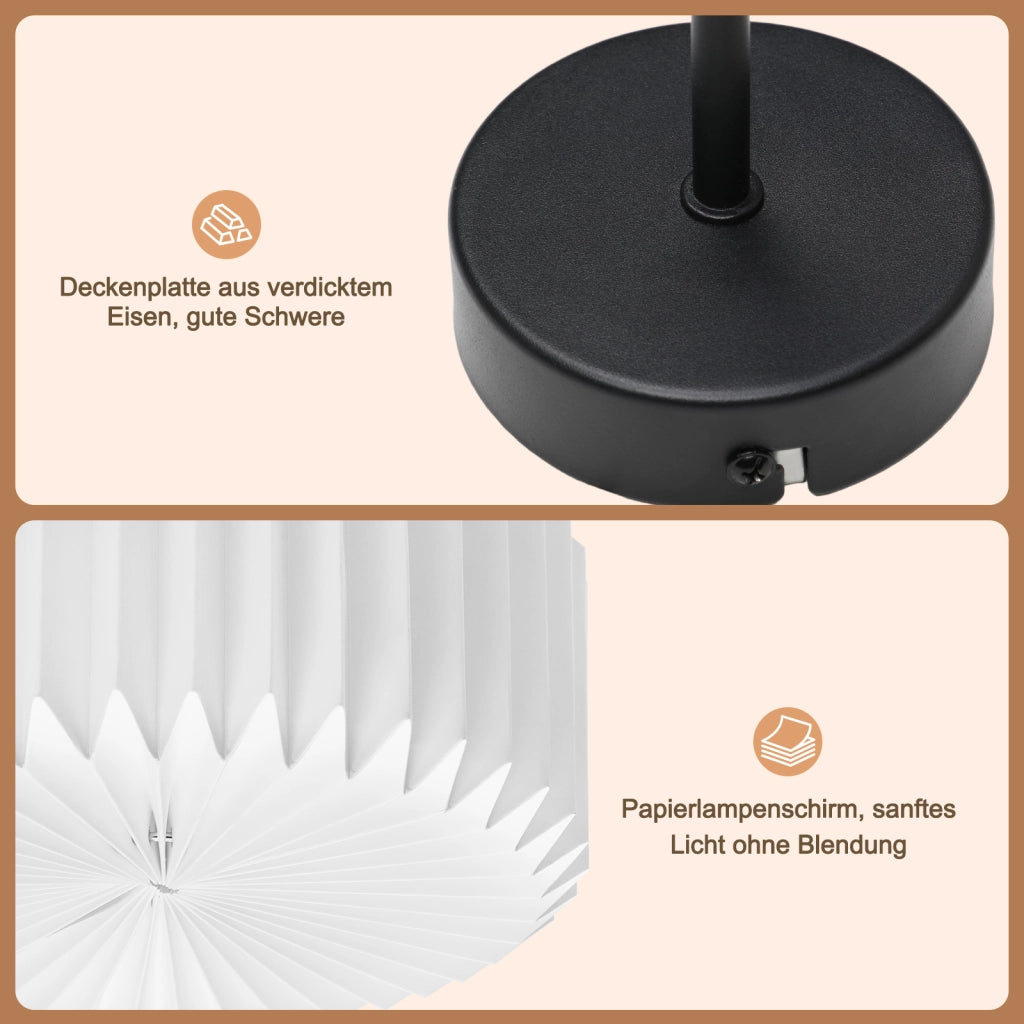 ZMH Lampada da soffitto industriale vintage bianca paralume carta G9 metallo senza lampadina