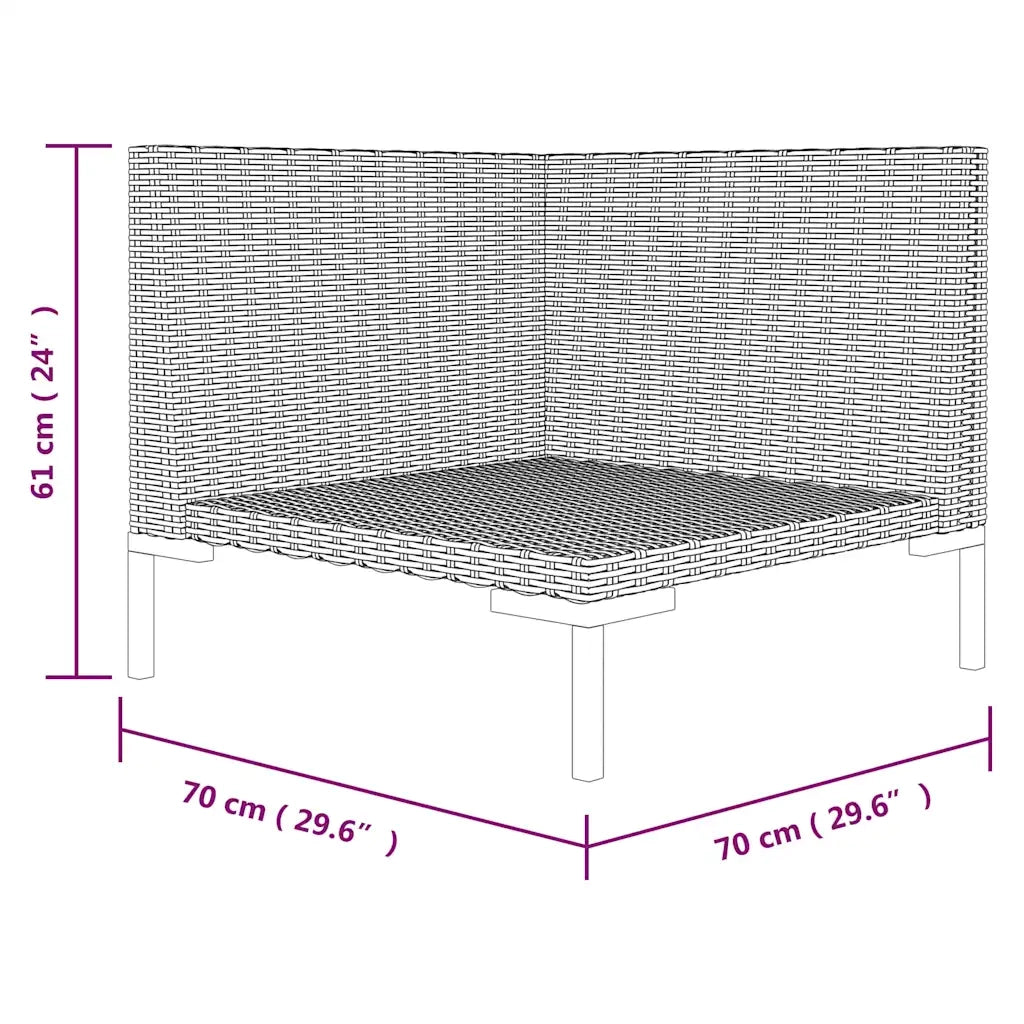 Divano da Giardino con Cuscini in Polyrattan Mezzo Tondo